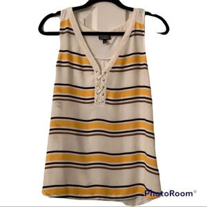 Express Sleeveless Yellow Striped Top Tank Medium